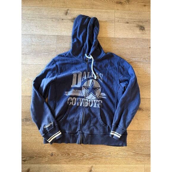 Dallas Cowboys Mitchell & Ness NFL Football Zippered Hoodie Sweatshirt Size L - Picture 1 of 3